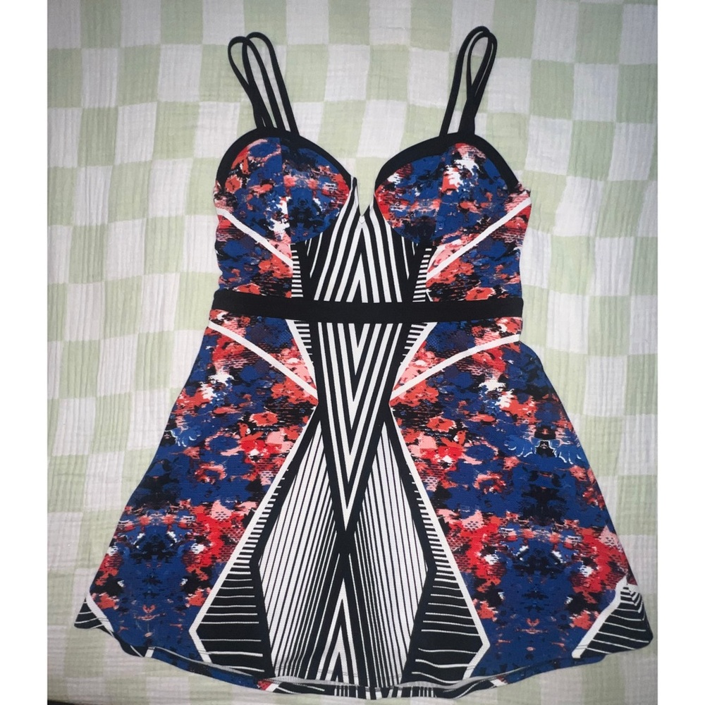 Floral Geometric Strappy Dress